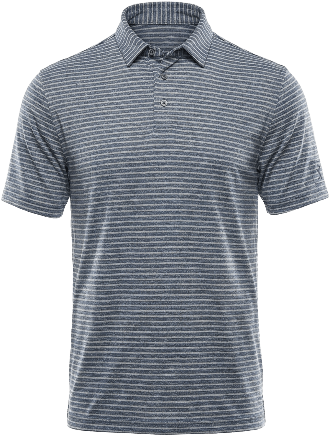 Pga Tour Pgm003 Short Sleeve Heather Strip Feeder Polo - Peacoat Htr