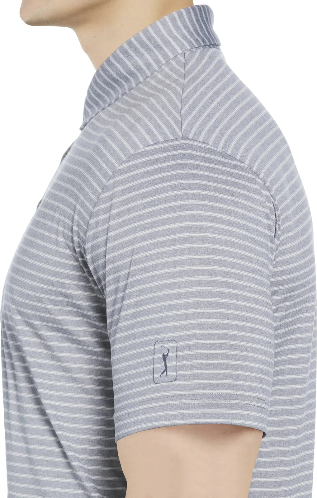 Pga Tour Pgm003 Short Sleeve Heather Strip Feeder Polo - Tradewinds Htr