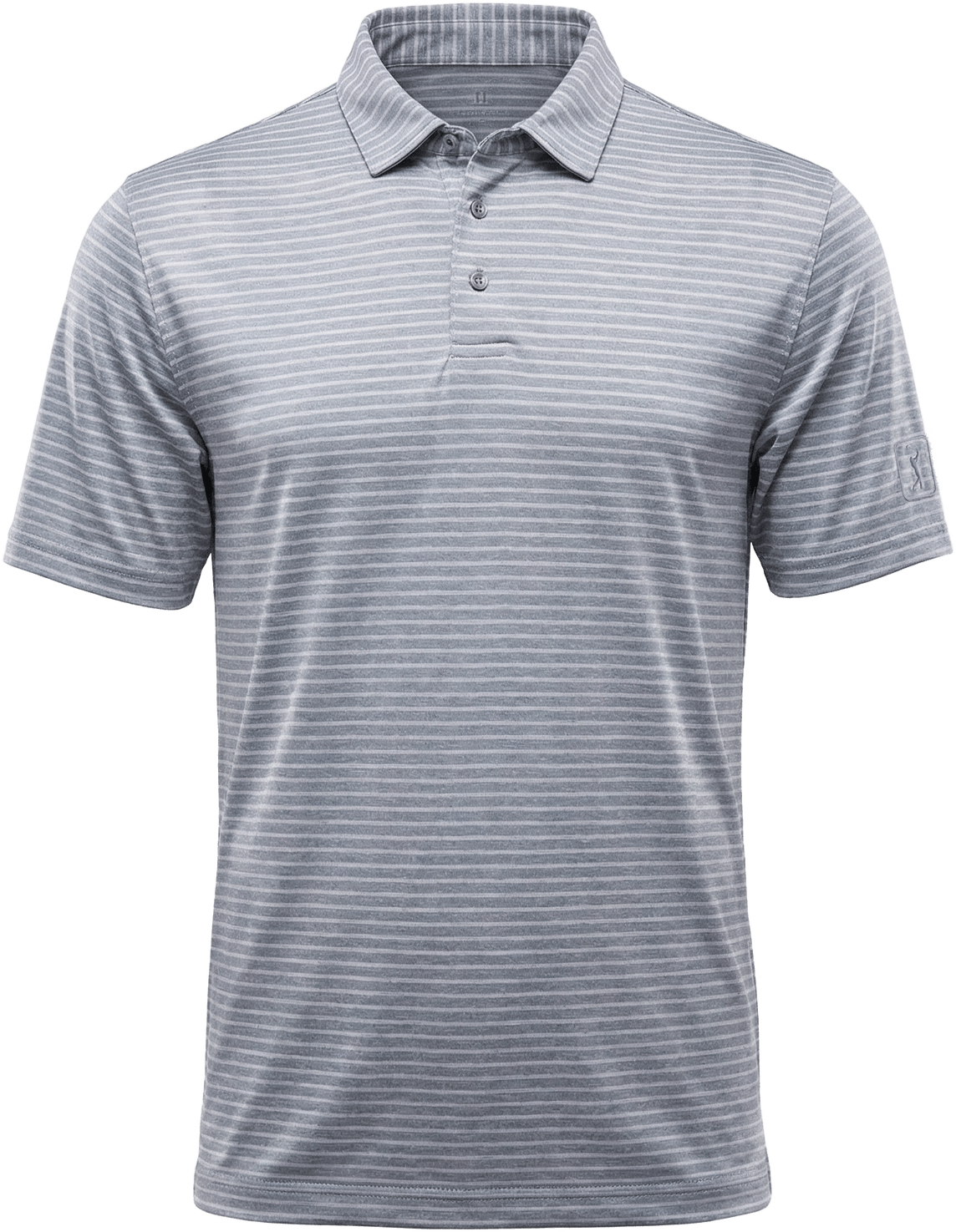 Pga Tour Pgm003 Short Sleeve Heather Strip Feeder Polo - Tradewinds Htr
