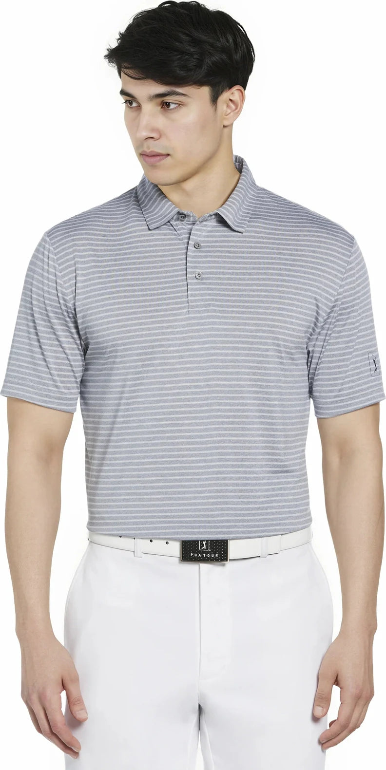 Pga Tour Pgm003 Short Sleeve Heather Strip Feeder Polo - Tradewinds Htr - Adult s