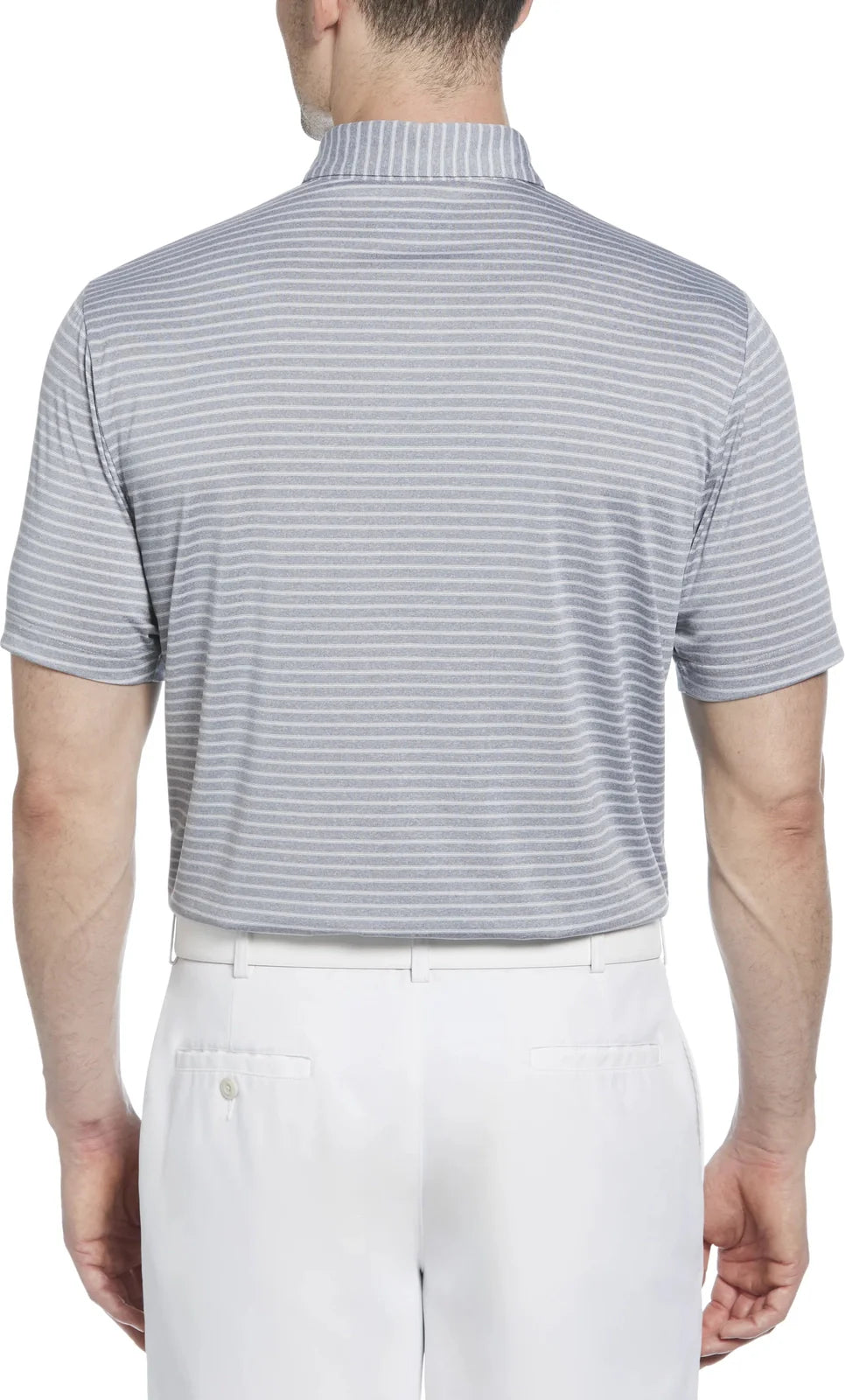 Pga Tour Pgm003 Short Sleeve Heather Strip Feeder Polo - Tradewinds Htr