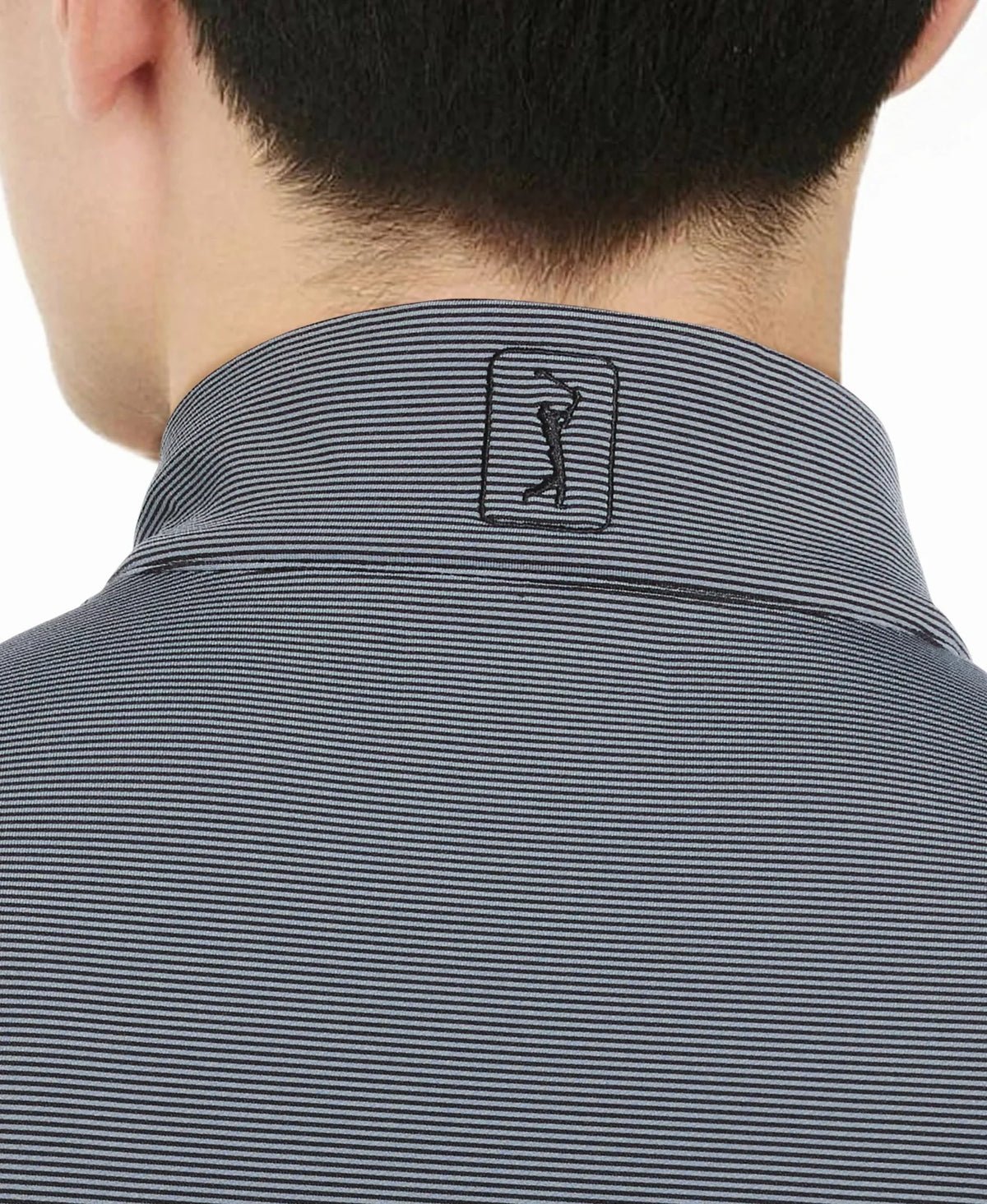 Pga Tour Pgm006 Stretch Feeder Stripe Long Sleeve Golf Shirt - Caviar