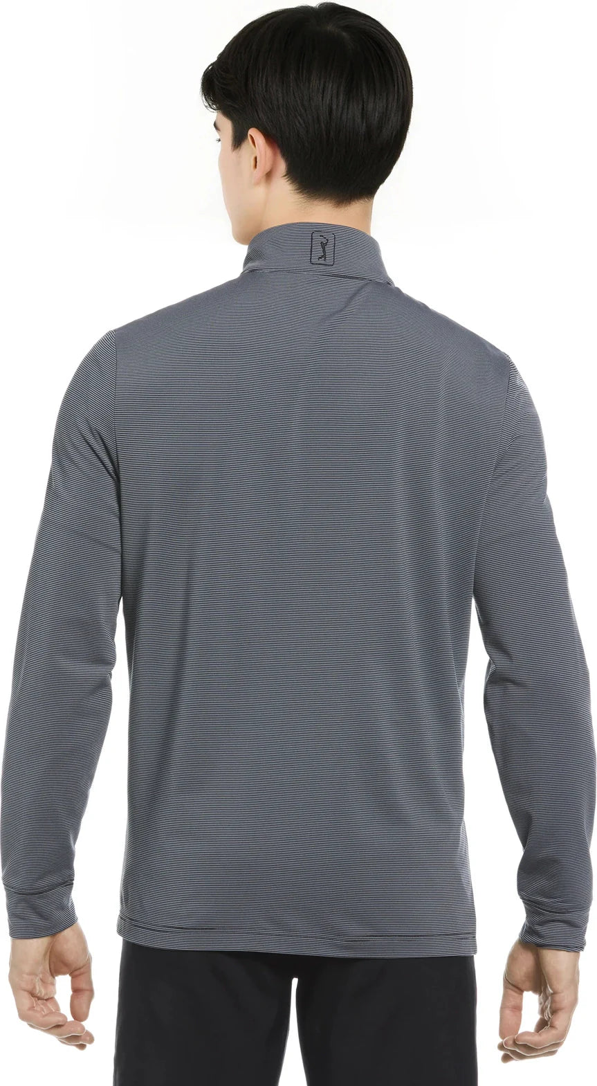 Pga Tour Pgm006 Stretch Feeder Stripe Long Sleeve Golf Shirt - Caviar