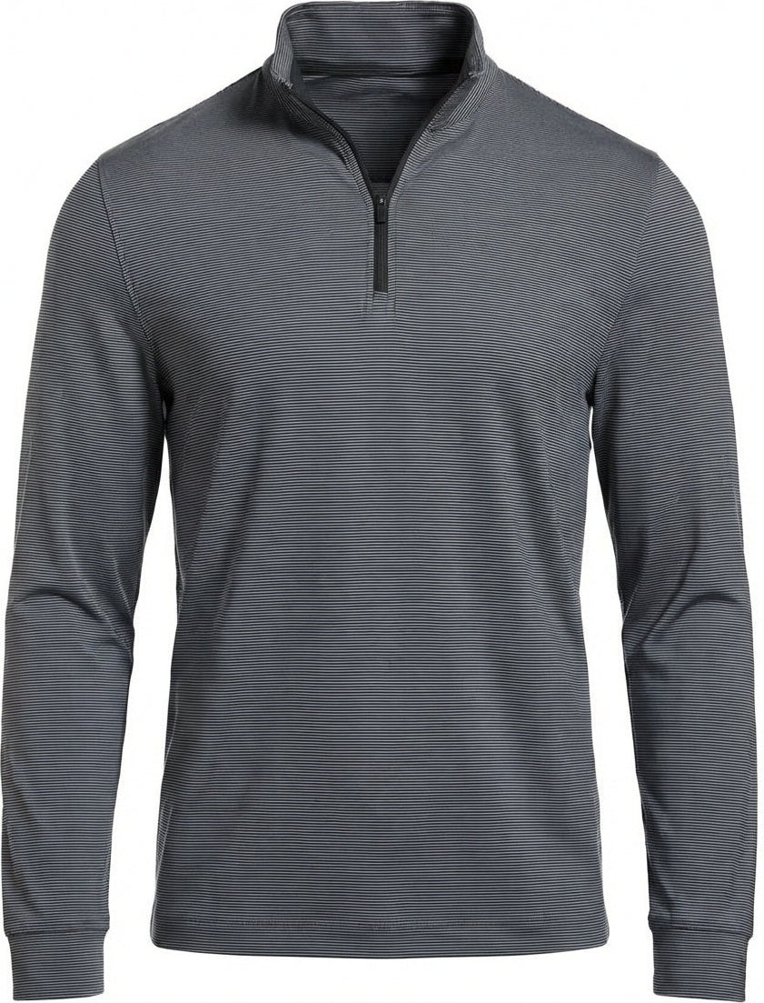 Pga Tour Pgm006 Stretch Feeder Stripe Long Sleeve Golf Shirt - Caviar