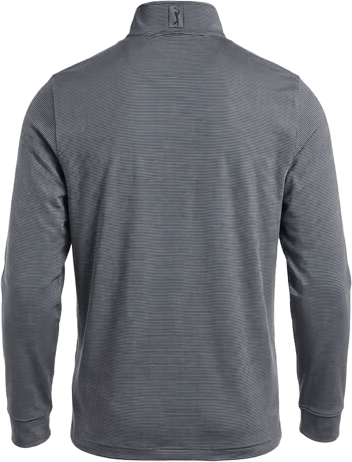 Pga Tour Pgm006 Stretch Feeder Stripe Long Sleeve Golf Shirt - Caviar