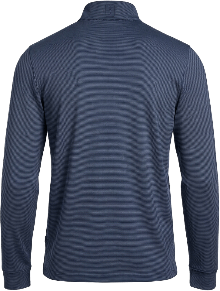 Pga Tour Pgm006 Stretch Feeder Stripe Long Sleeve Golf Shirt - Peacoat