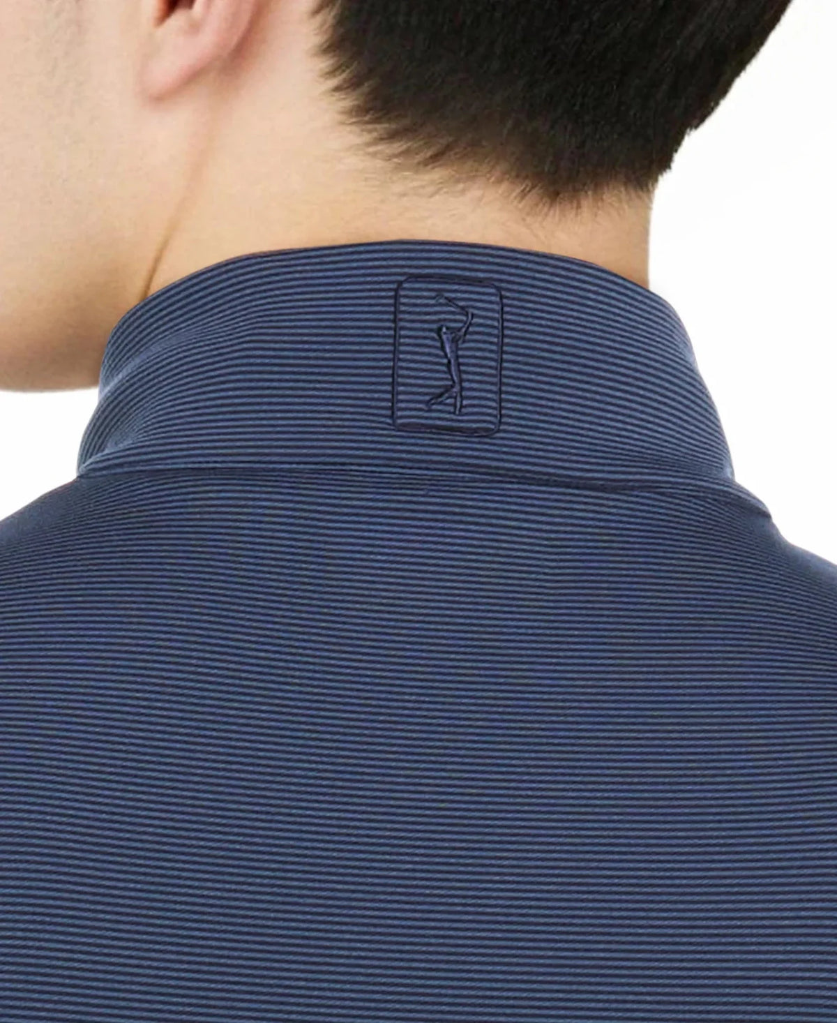 Pga Tour Pgm006 Stretch Feeder Stripe Long Sleeve Golf Shirt - Peacoat
