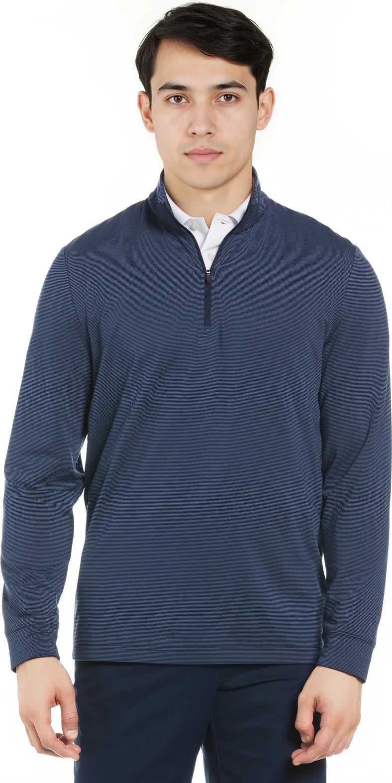 Pga Tour Pgm006 Stretch Feeder Stripe Long Sleeve Golf Shirt - Peacoat - Adult s