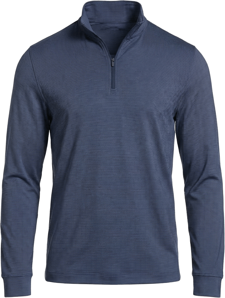 Pga Tour Pgm006 Stretch Feeder Stripe Long Sleeve Golf Shirt - Peacoat