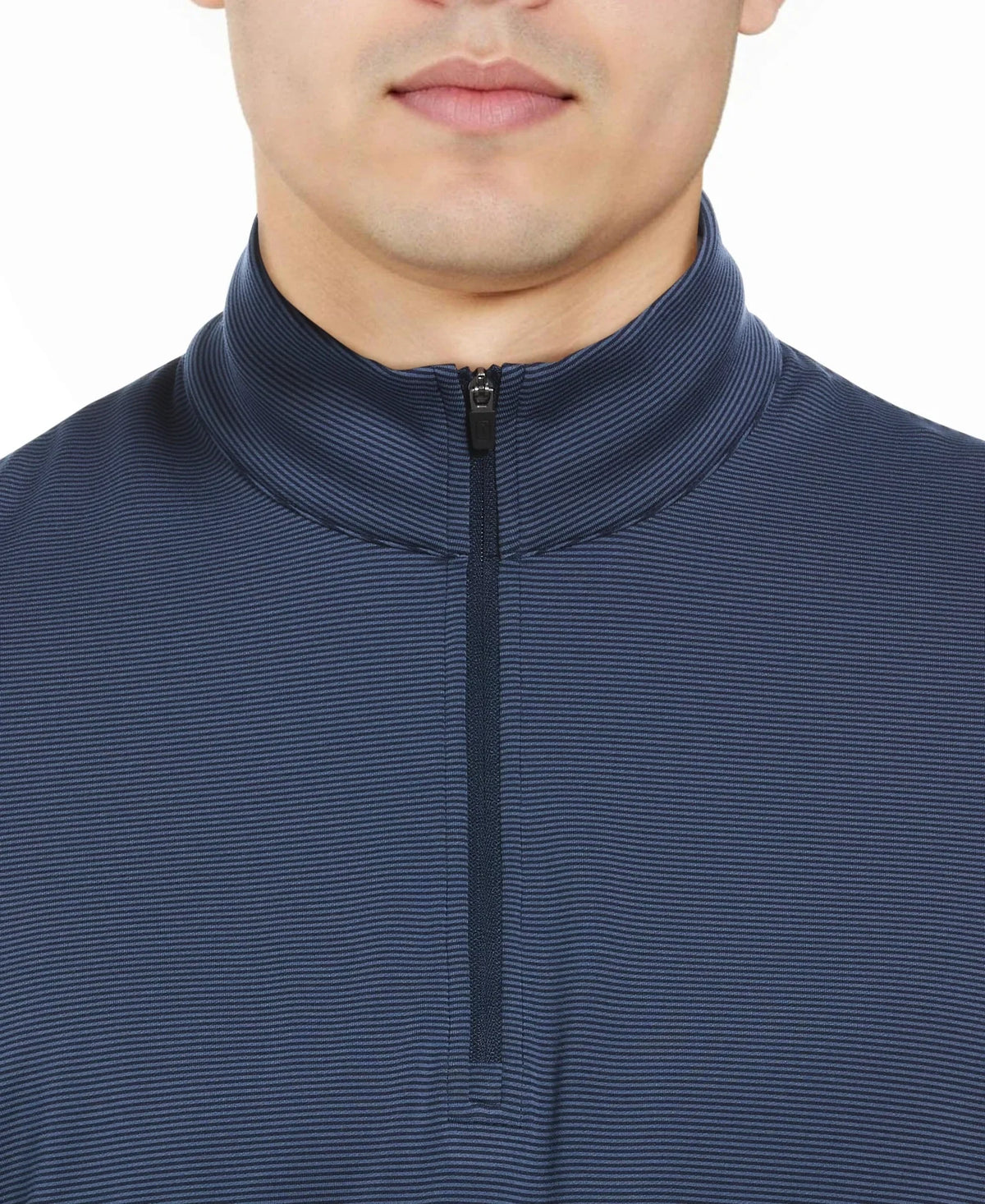 Pga Tour Pgm006 Stretch Feeder Stripe Long Sleeve Golf Shirt - Peacoat