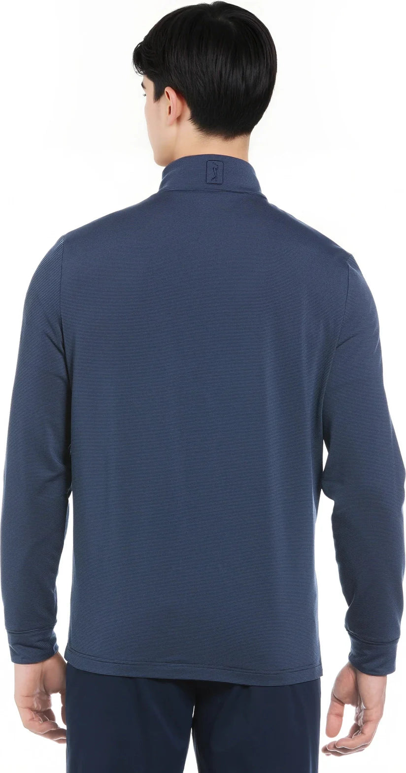Pga Tour Pgm006 Stretch Feeder Stripe Long Sleeve Golf Shirt - Peacoat