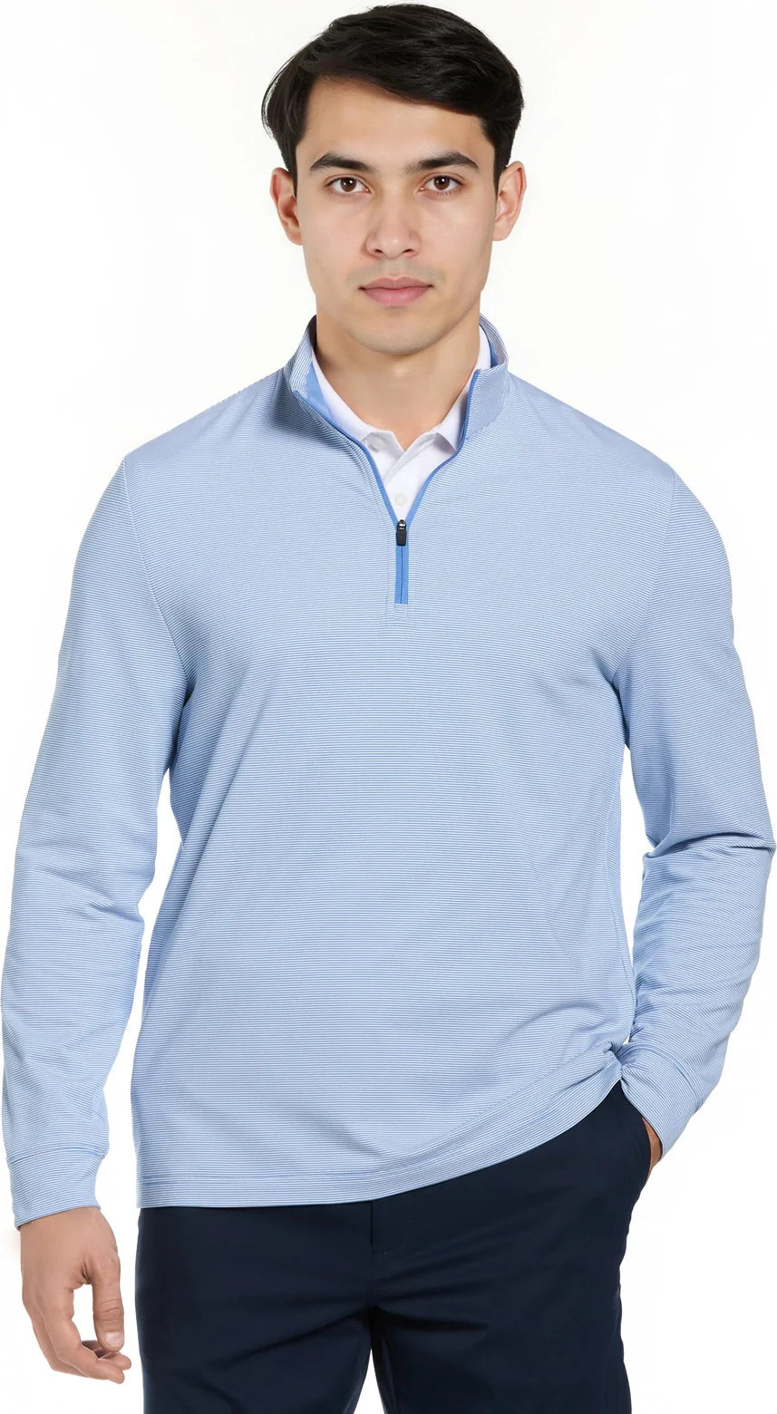 Pga Tour Pgm006 Stretch Feeder Stripe Long Sleeve Golf Shirt - Top o the Morning - Adult s