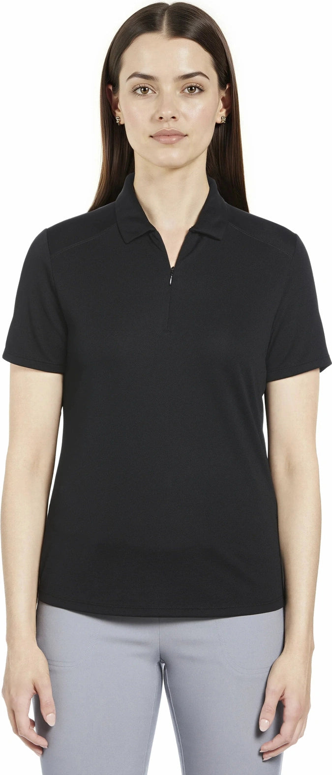 Pga Tour Pgw004 Ladies Short Sleeve Airflux Golf Polo - Caviar - s