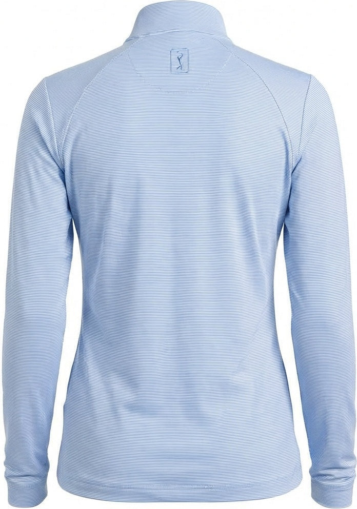 Pga Tour Pgw005 Quarter Zip Feeder Stripe Long Sleeve Golf Shirt - Top o the Morning