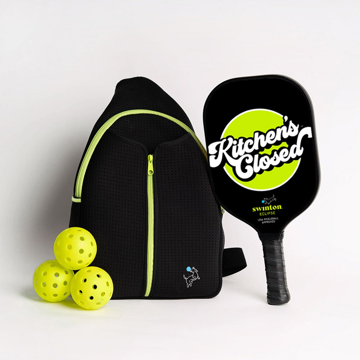 Pickleball Starter Bundle - Black Sling Bag Combo - Eclipse Paddle - Kitchen’s Closed