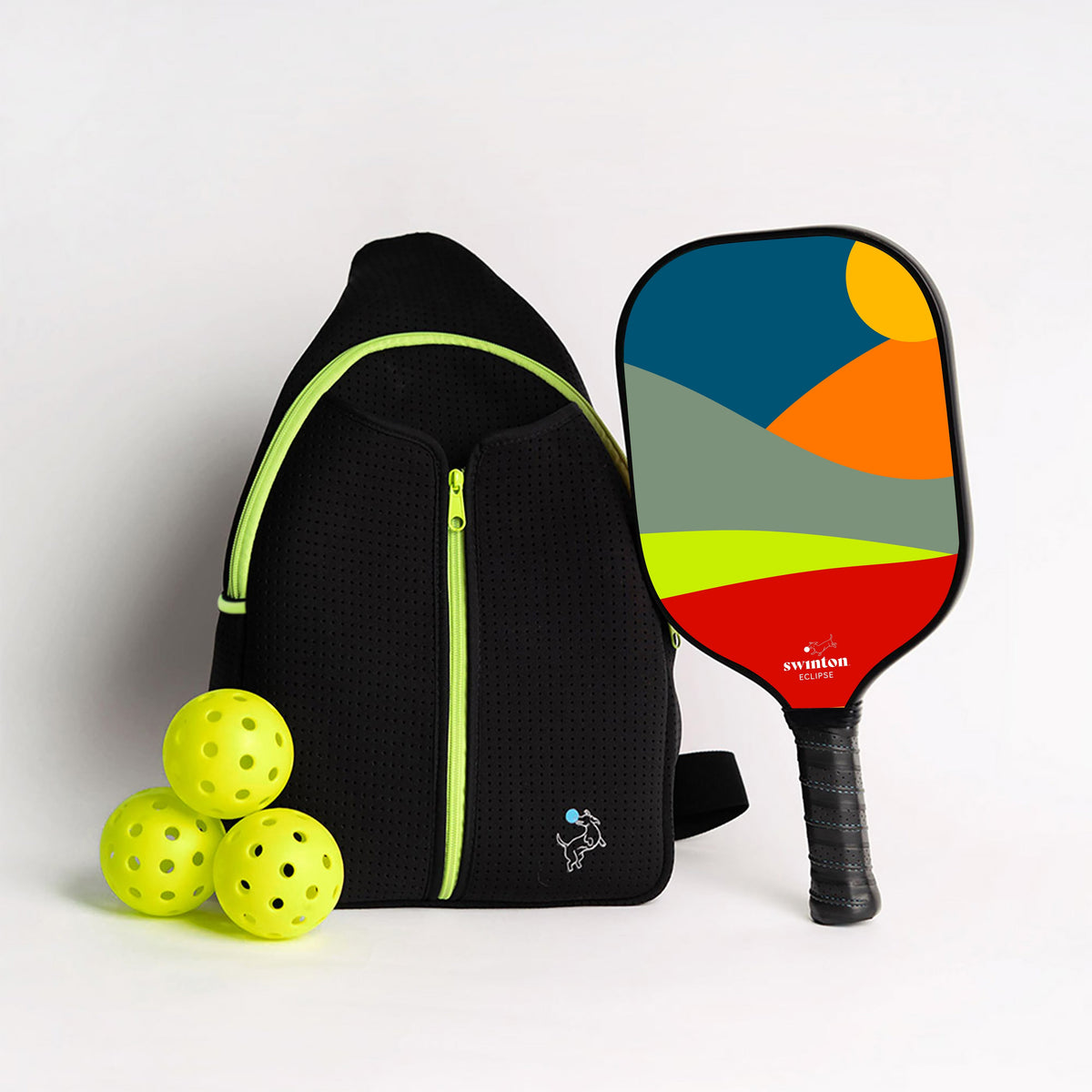 Pickleball Starter Bundle - Black Sling Bag Combo - Eclipse Paddle V.2 - Sunset