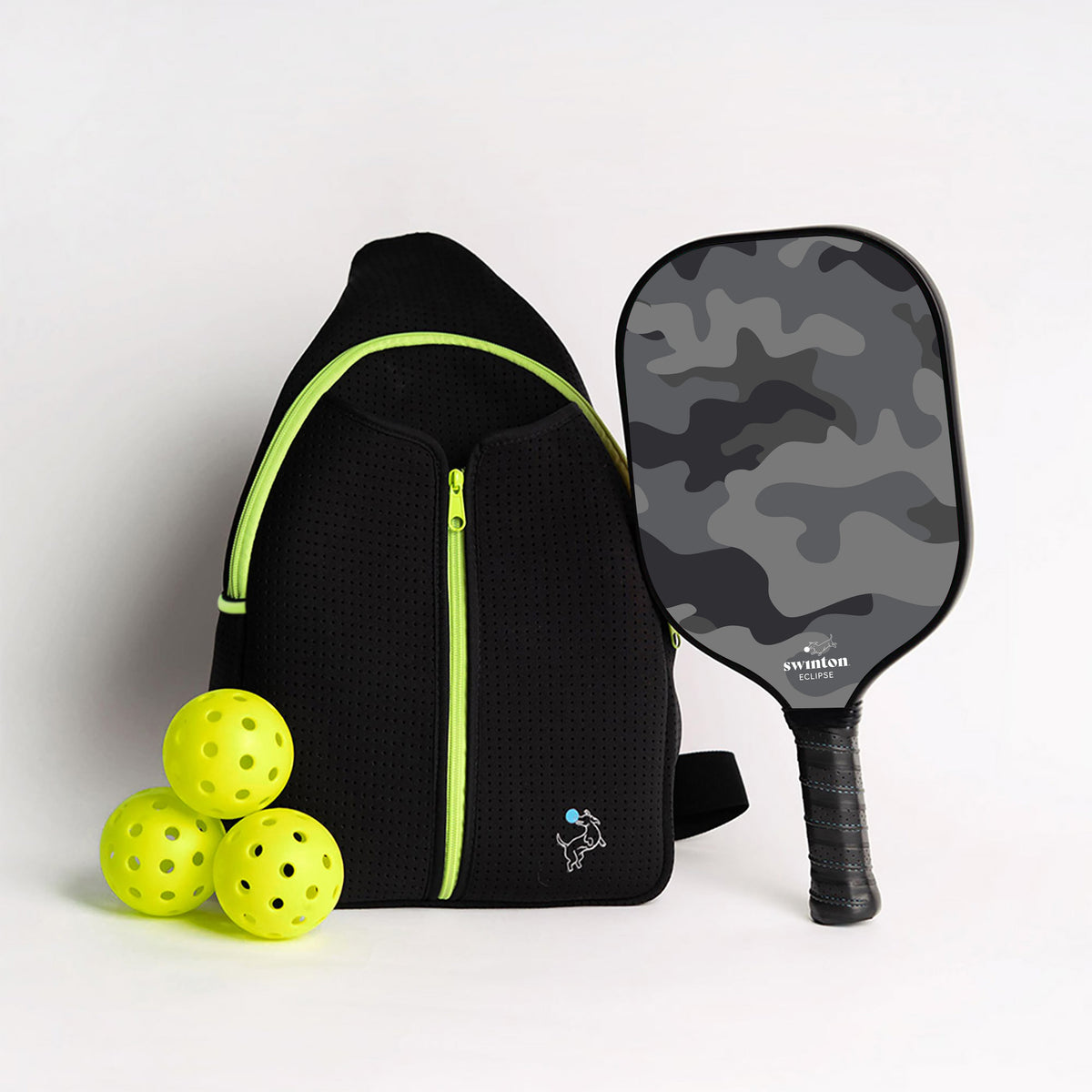 Pickleball Starter Bundle - Black Sling Bag Combo - Eclipse Paddle V.2 - Camo