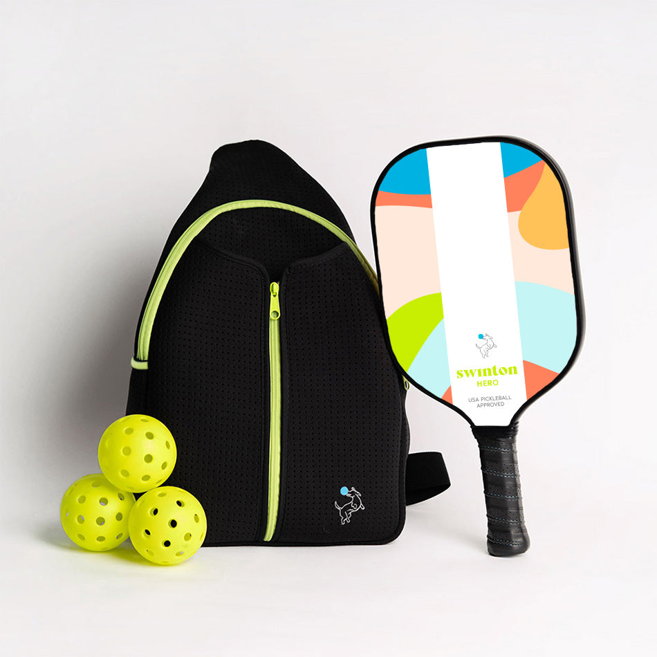 Pickleball Starter Bundle - Black Sling Bag Combo - Hero Paddle - Breeze