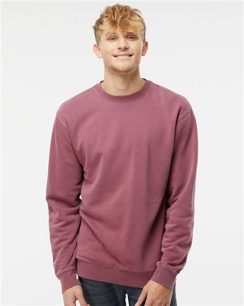 Pigment Maroon Midweight Pigment-Dyed Crewneck Sweatshirt - PRM3500