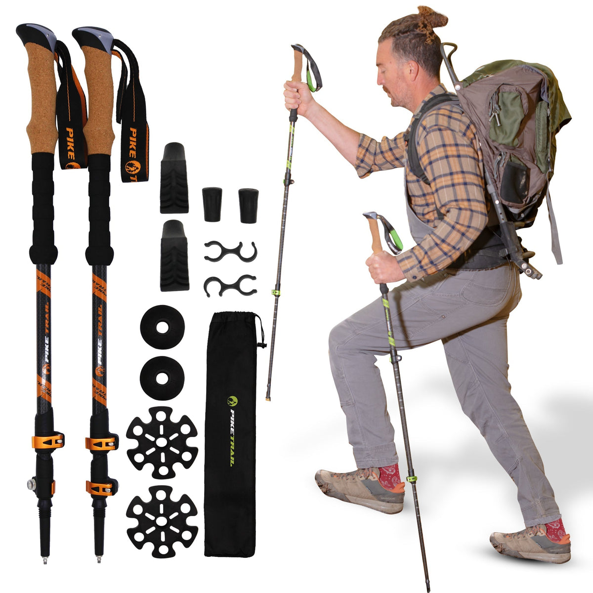 Pike Trail Carbon Fiber Trekking Poles: High Performance Hiking Sticks for Hunting and Nordic Walking
