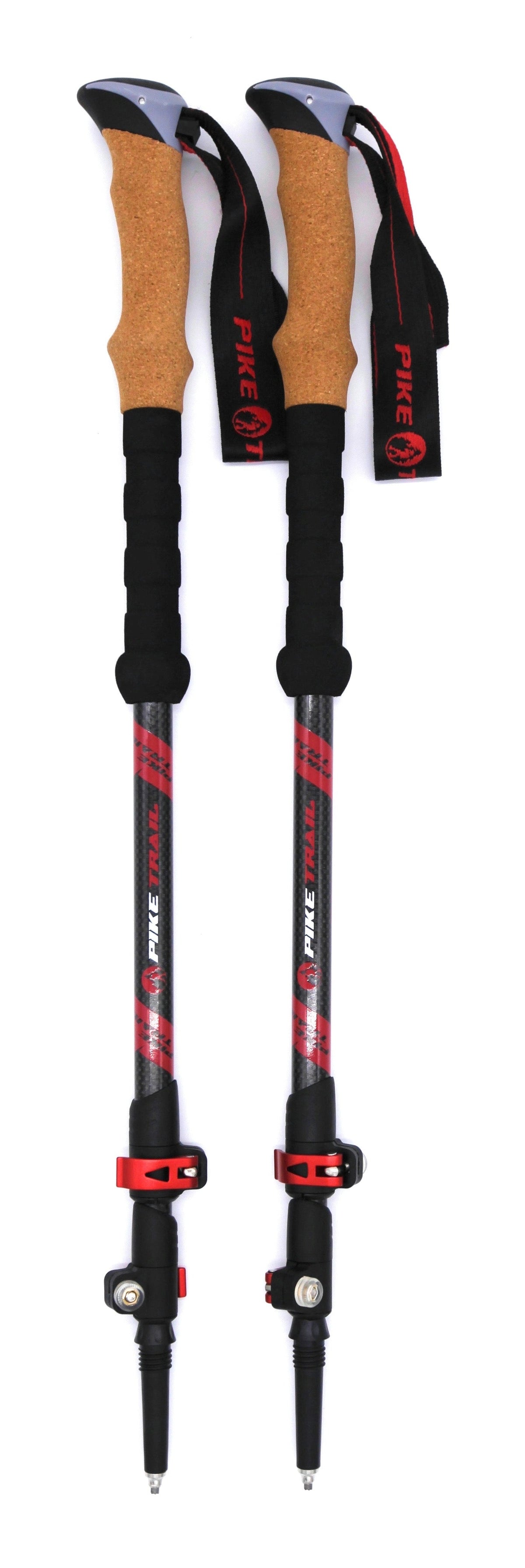 Pike Trail Carbon Fiber Trekking Poles: High Performance Hiking Sticks for Hunting and Nordic Walking - Dark Red Sangria