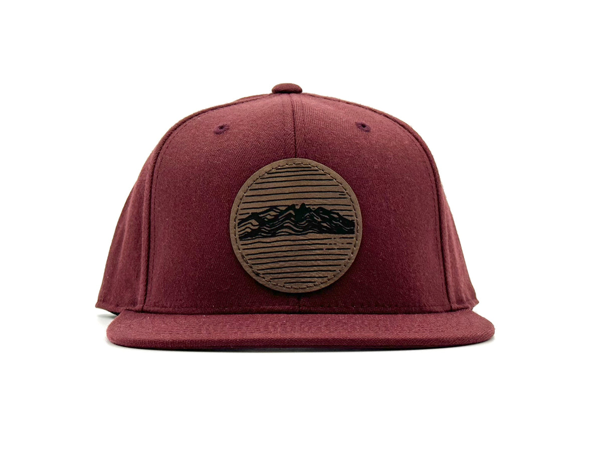 Pike Trail Rawhide Leather Patch Hats - Flexfit 110 Snapback (maroon)