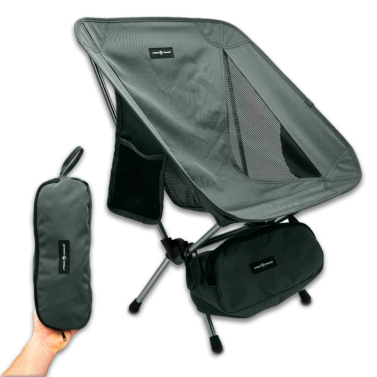 Pike Trail Ultralight Compact Outdoor Camping Tailgate Festival Beach Chair - Battleship Grey