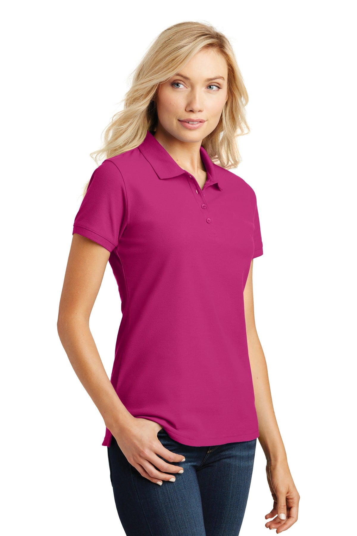 Pink Azalea Port Authority Women's Core Classic Pique Polo. L100