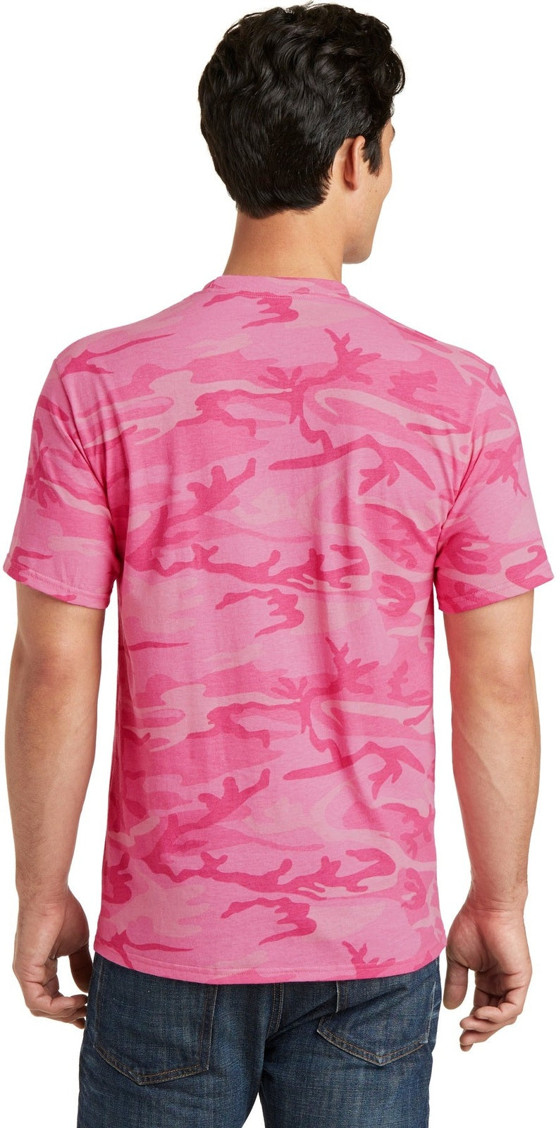 Pink Camo Port & Co Core Cotton Camo Tee. PC54C