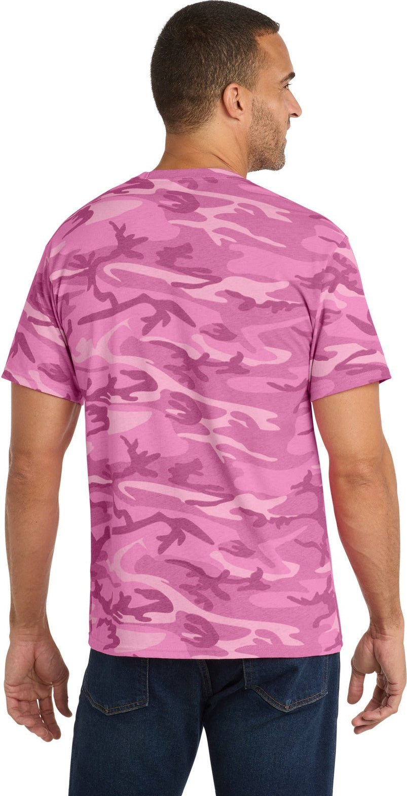 Pink Camo Port & Co Core Cotton Camo Tee. PC54C