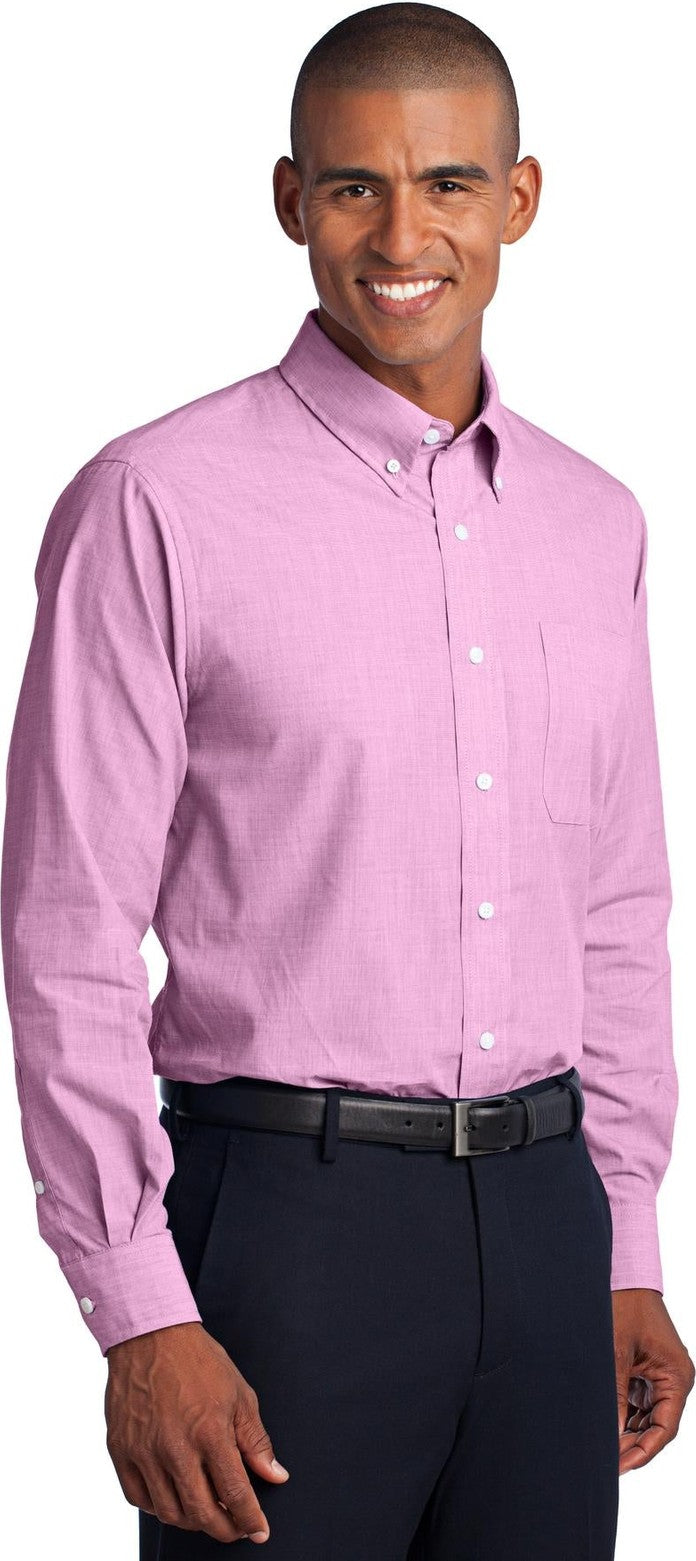 Pink Orchid Port Authority Crosshatch Easy Care Shirt. S640