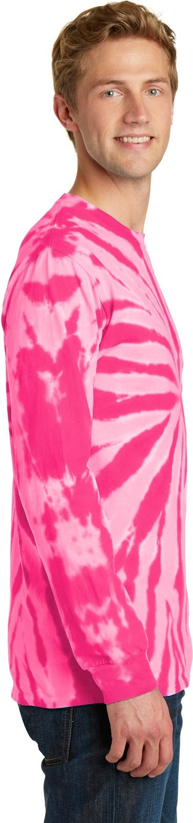 Pink Port & Co Tie-Dye Long Sleeve Tee. PC147LS