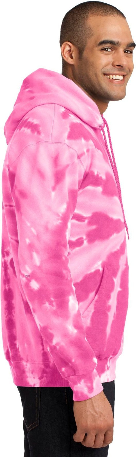 Pink Port & Co Tie-Dye Pullover Hooded Sweatshirt. PC146