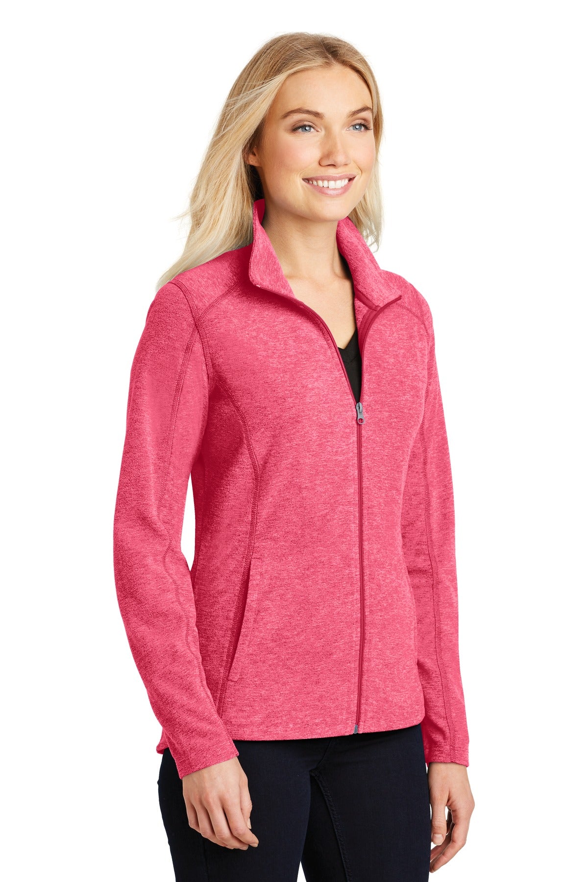 Pink Rasp Hthr Port Authority Women's Heather Microfleece Full-Zip Jacket. L235