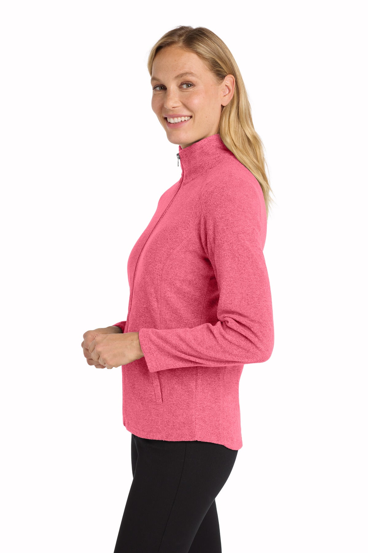 Pink Rasp Hthr Port Authority Women's Heather Microfleece Full-Zip Jacket. L235