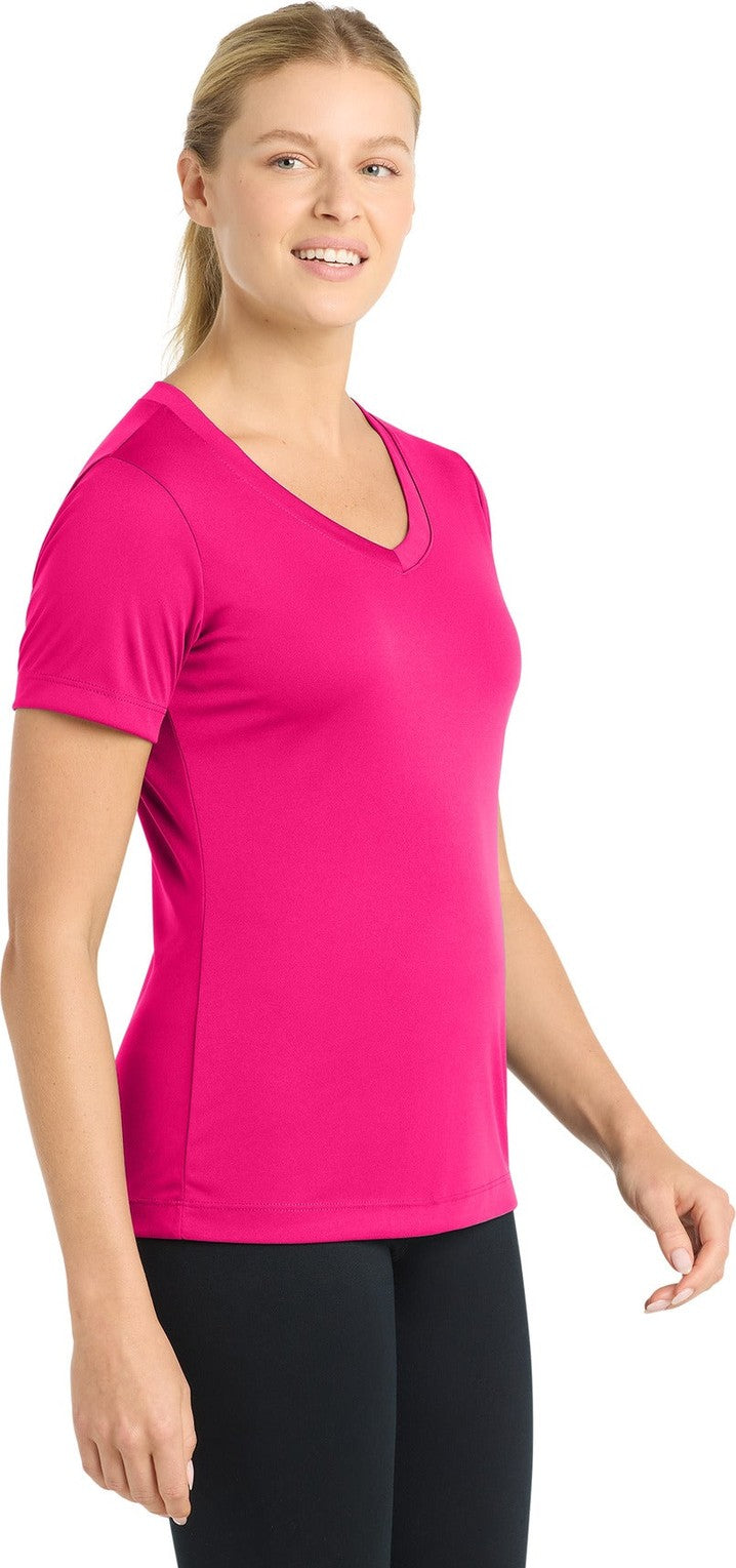 Pink Raspberry Sport-Tek Women's PosiCharge Competitor V-Neck Tee. LST353