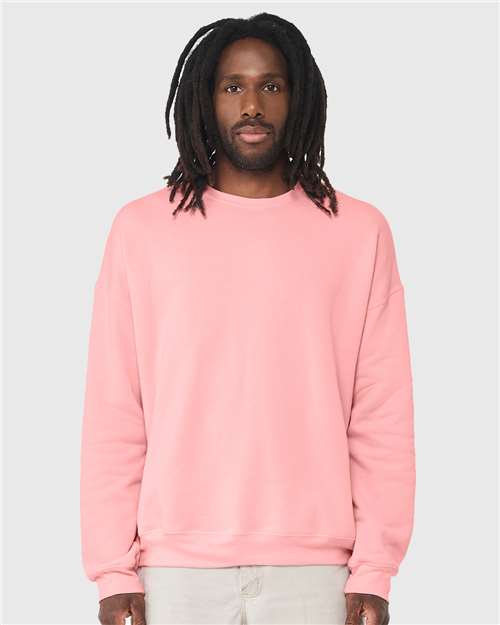 Pink Sponge Fleece Drop Shoulder Crewneck Sweatshirt - 3945