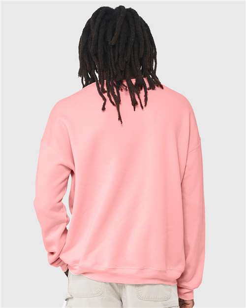 Pink Sponge Fleece Drop Shoulder Crewneck Sweatshirt - 3945