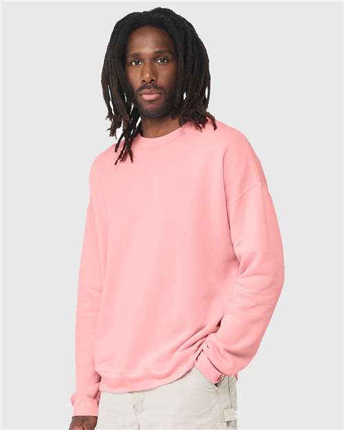 Pink Sponge Fleece Drop Shoulder Crewneck Sweatshirt - 3945