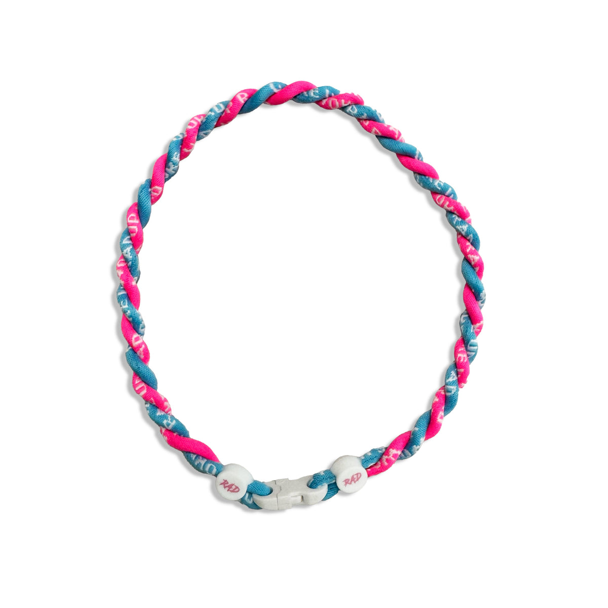 Woke Up RAD 18" Braided Rope Necklace (Pink/Blue)