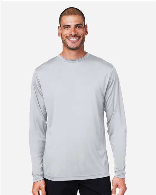 Left View of Platinum Unisex Capital Long Sleeve Performance T-Shirt - CE10L