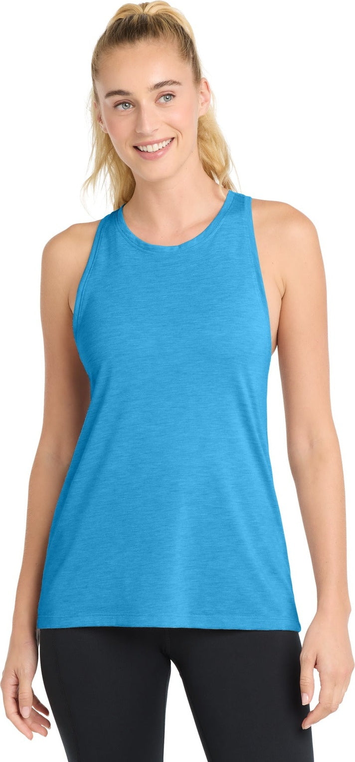 Pond Blue Hthr Sport-Tek Women's PosiCharge Tri-Blend Wicking Tank. LST402
