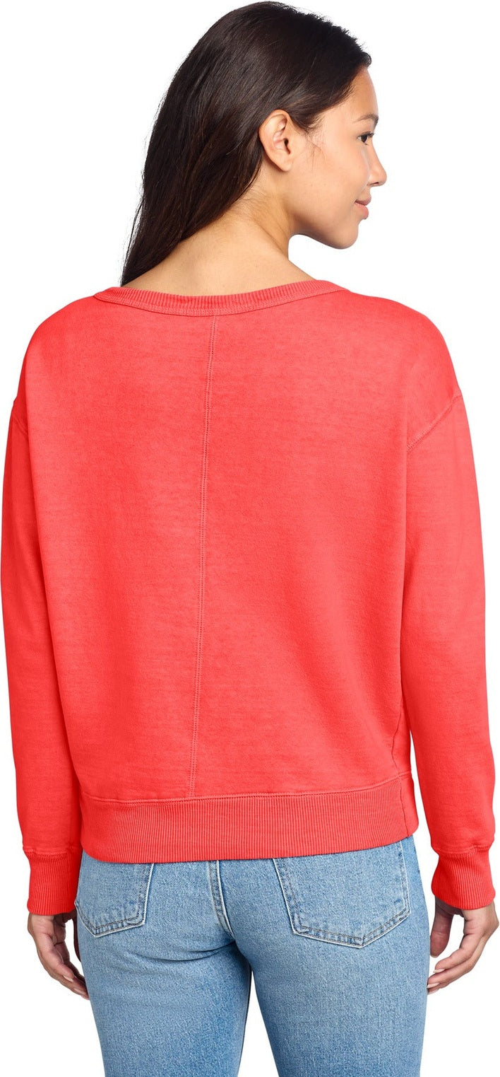 Poppy Port & Co Women's Beach Wash Garment-Dyed V-Neck Sweatshirt LPC098V