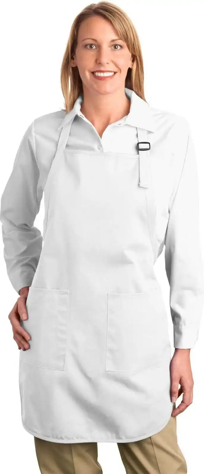 Port Authority A500 Full-length Apron with Pockets - White - one Size Fits Most
