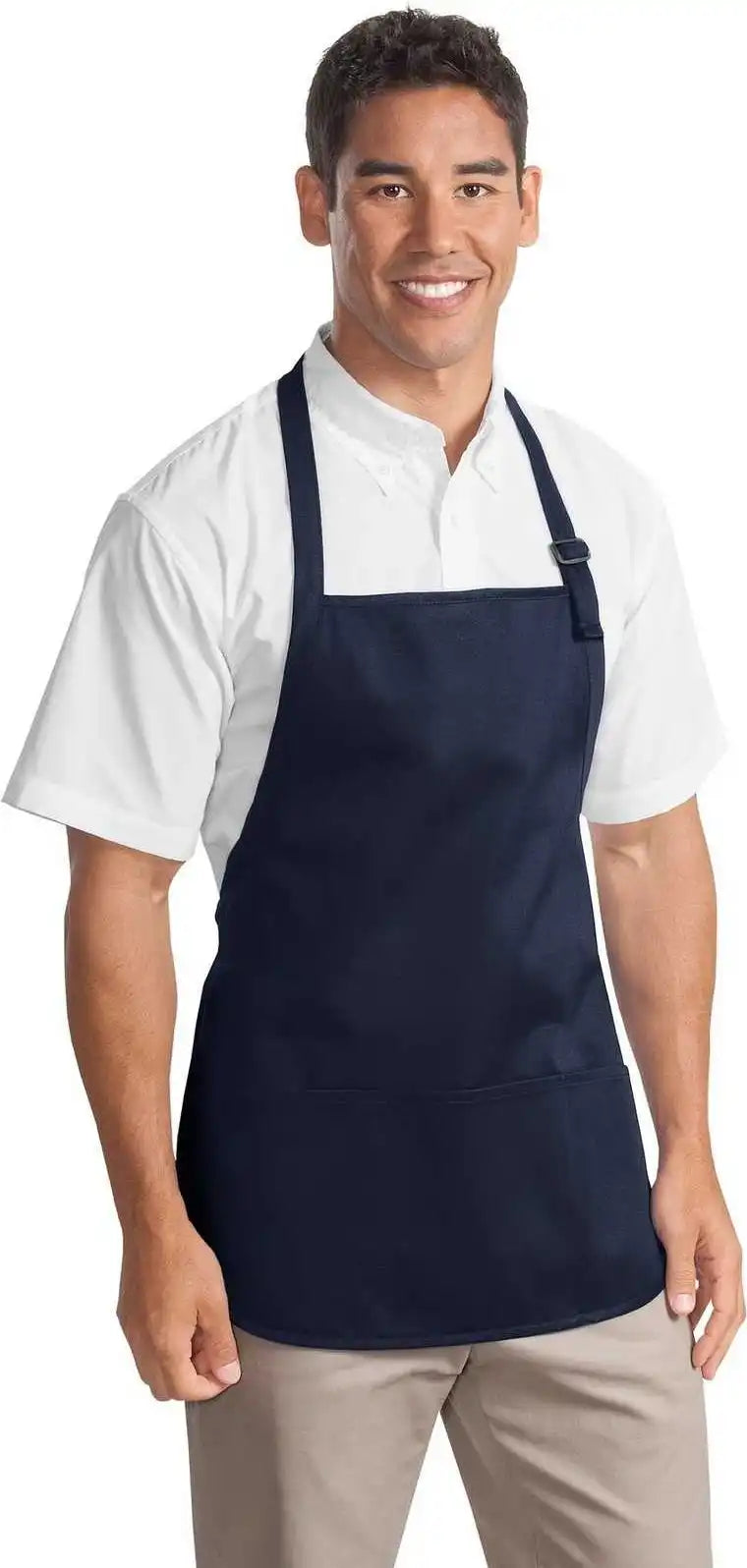Port Authority A510 Medium Length Apron with Pouch Pockets Navy / one Size Fits Most