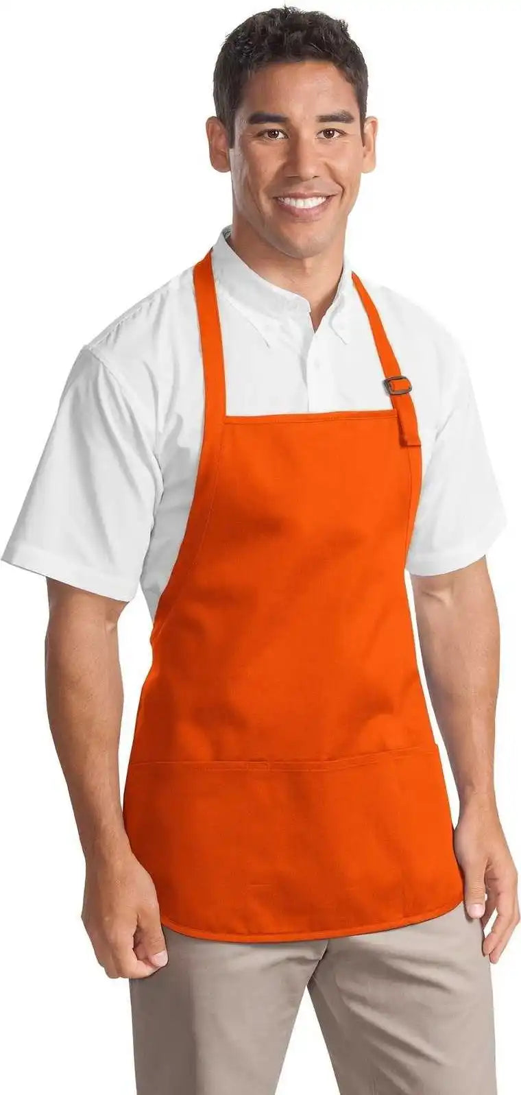 Port Authority A510 Medium Length Apron with Pouch Pockets Orange / one Size Fits Most