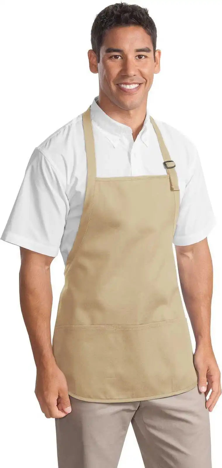 Port Authority A510 Medium Length Apron with Pouch Pockets Stone Ivory / one Size Fits Most