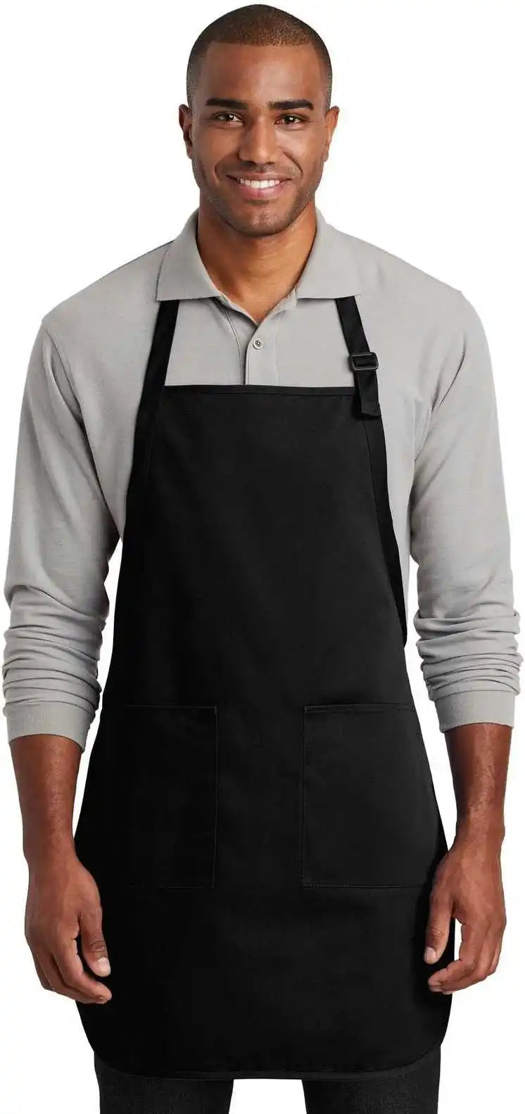 Port Authority A600 Full Length Two Pocket Bib Apron Black / one Size Fits Most