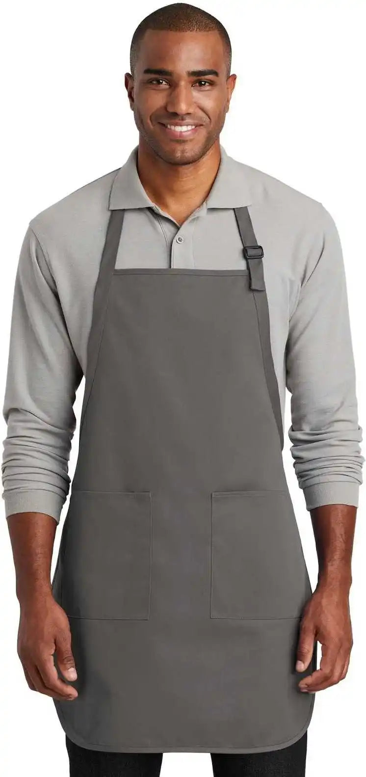 Port Authority A600 Full Length Two Pocket Bib Apron Charcoal Dark Gray / one Size Fits Most