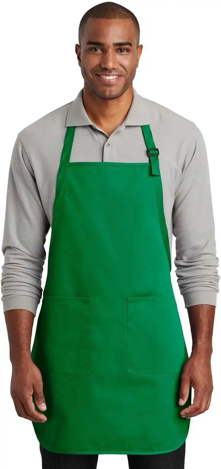Port Authority A600 Full Length Two Pocket Bib Apron Kelly Green / one Size Fits Most